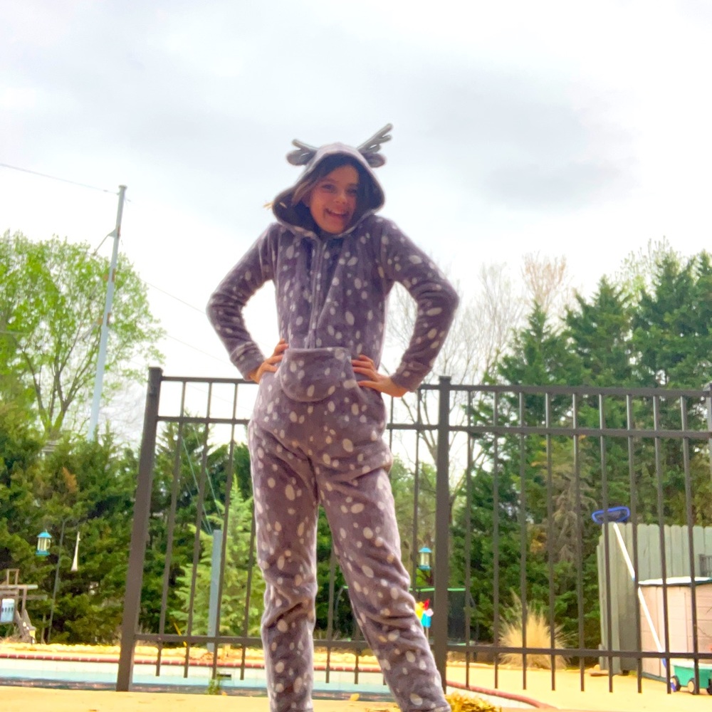 Girl zip up reindeer, onesie